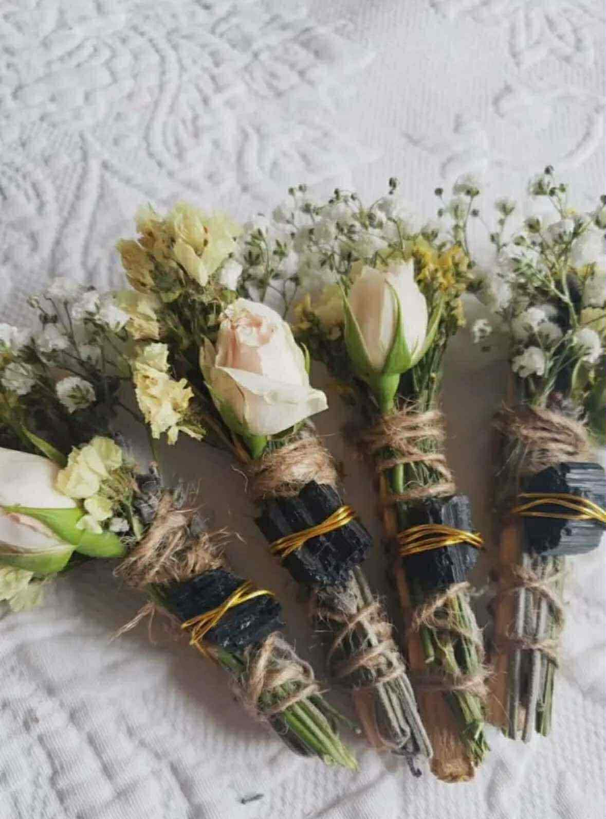 Black Tourmaline, Palo Santo, Rose and Wild Flower Smudge Stick
