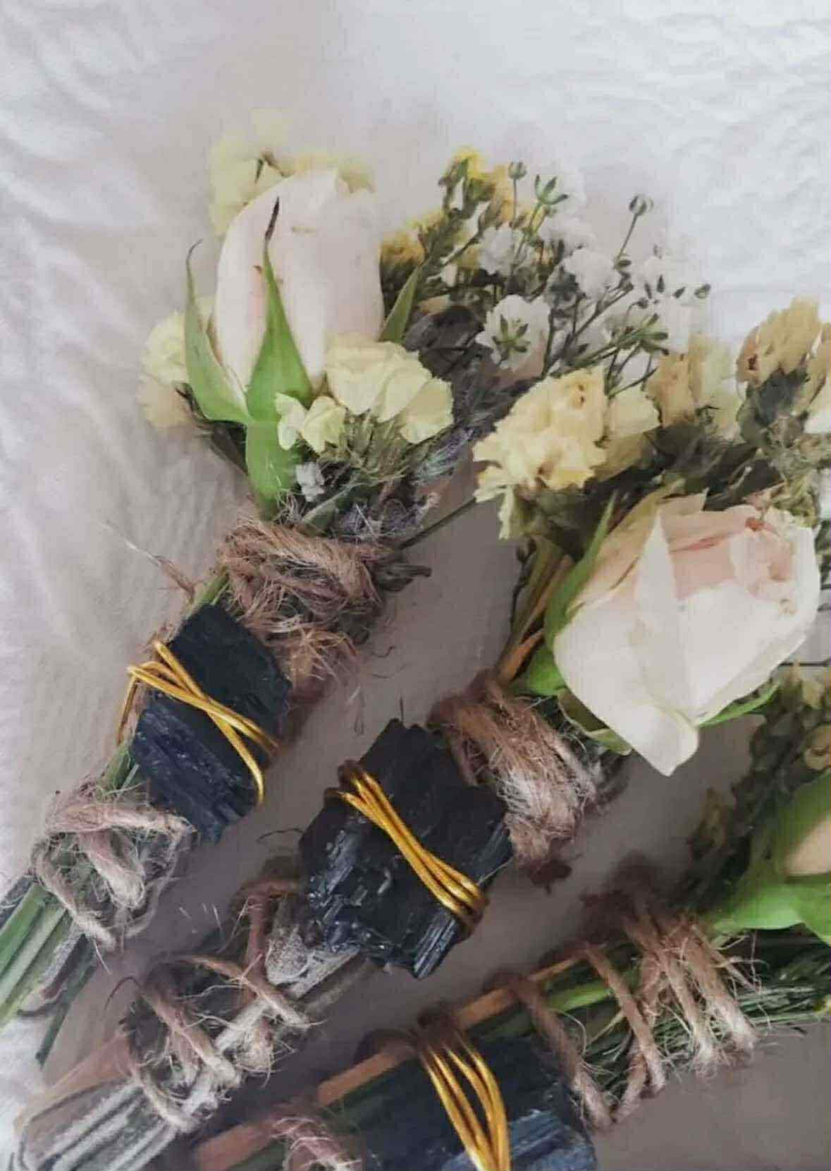 Black Tourmaline, Palo Santo, Rose and Wild Flower Smudge Stick