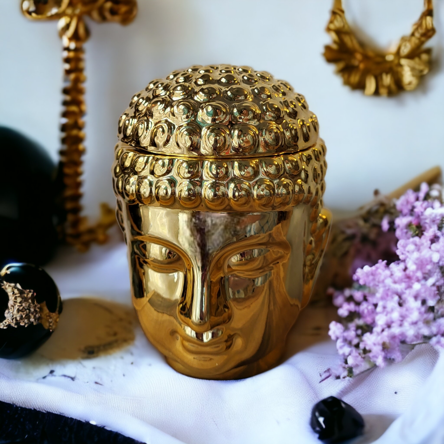 Golden Buddha Head Candle