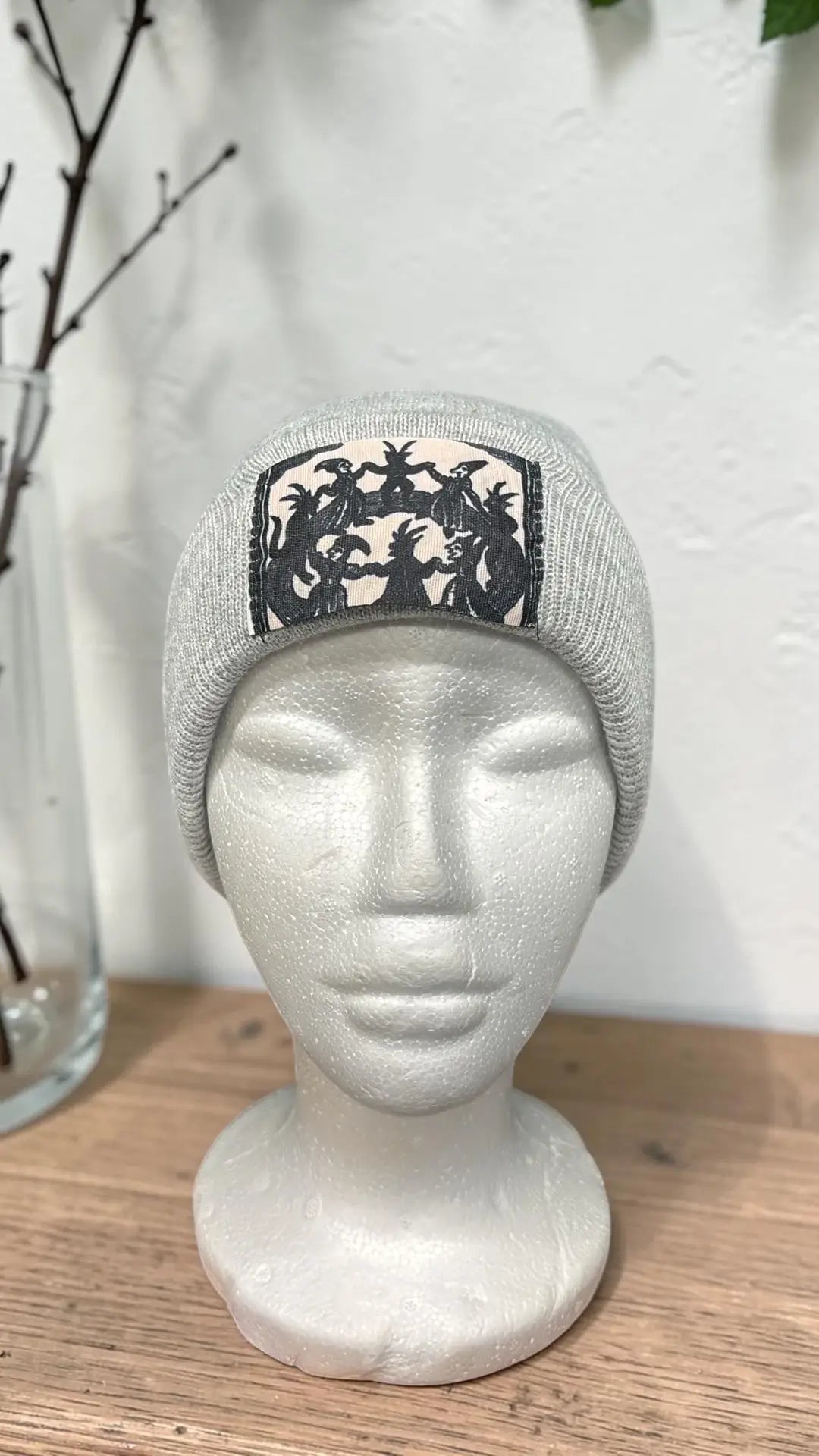 Gray Triple Moon Witch Beanie