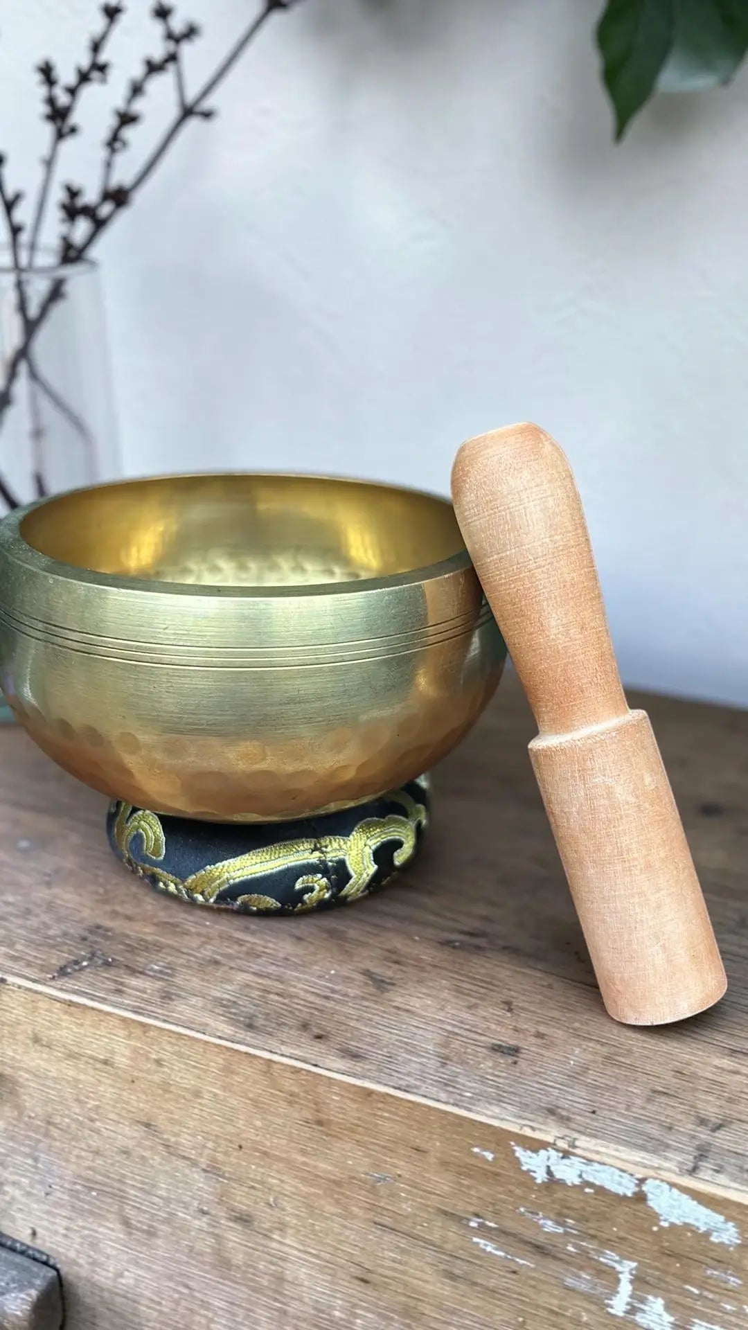 Copper Singing Bowl Set with Wooden Mallet