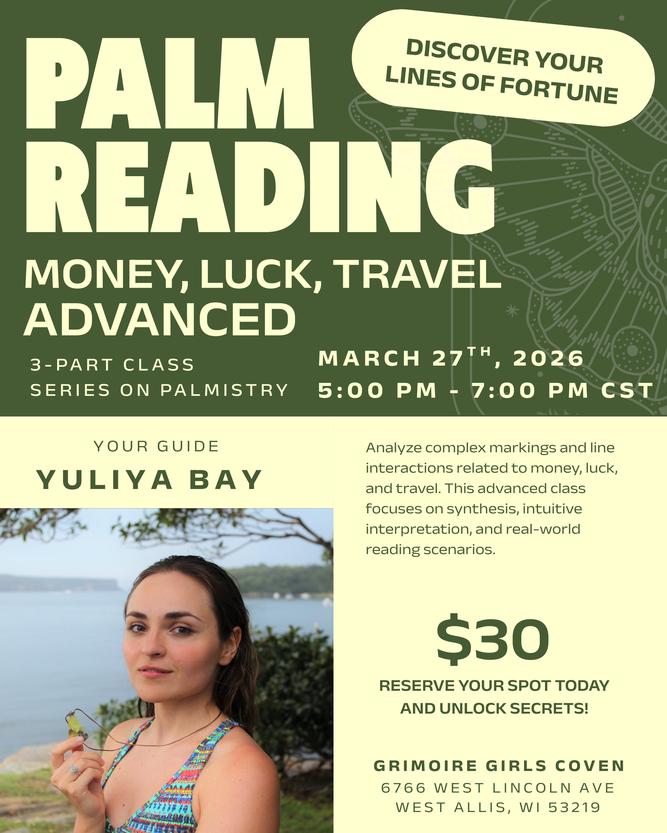 Palm Reading: Money, Luck, Travel with Yuliya Bay - Advanced