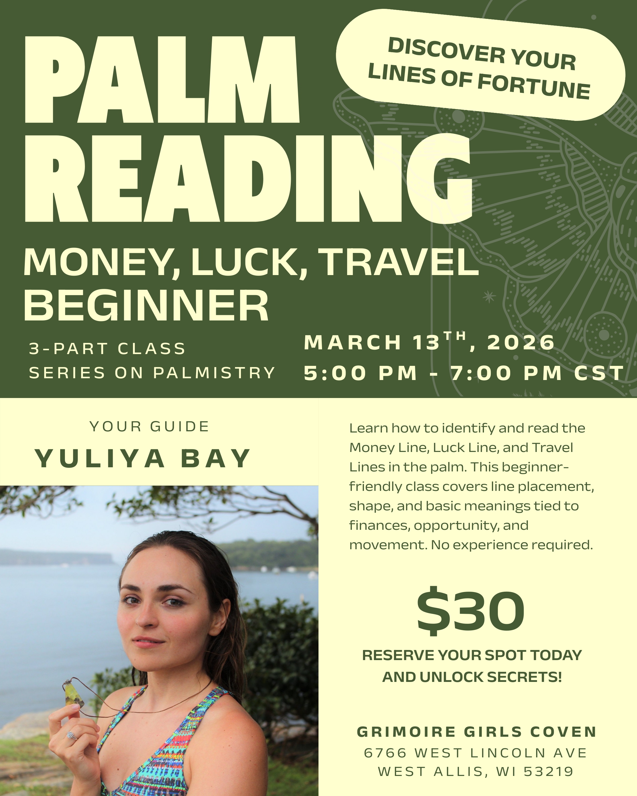 Palm Reading: Money, Luck, Travel with Yuliya Bay - Beginner