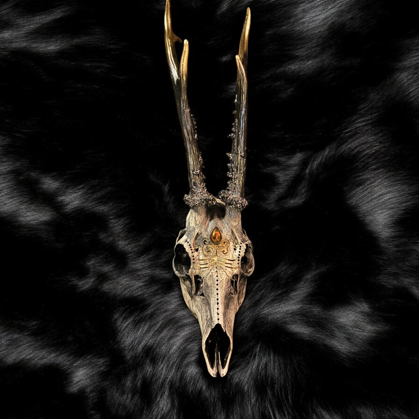 Roe Deer Skull Golden Tear Drop