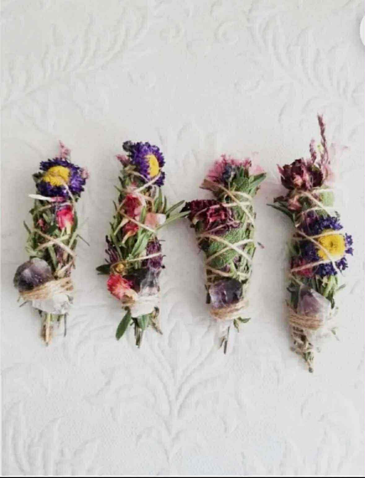 Amethyst, Sage, Rosemary, Lavender and Wild Flower Smudge Stick