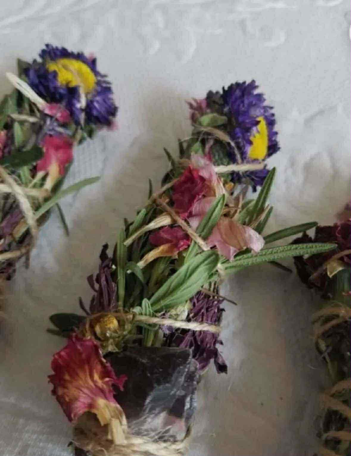 Amethyst, Sage, Rosemary, Lavender and Wild Flower Smudge Stick