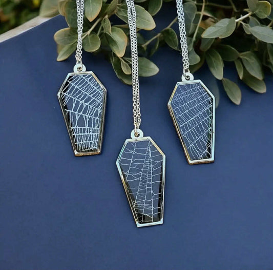 Coffin Spiderweb Necklace