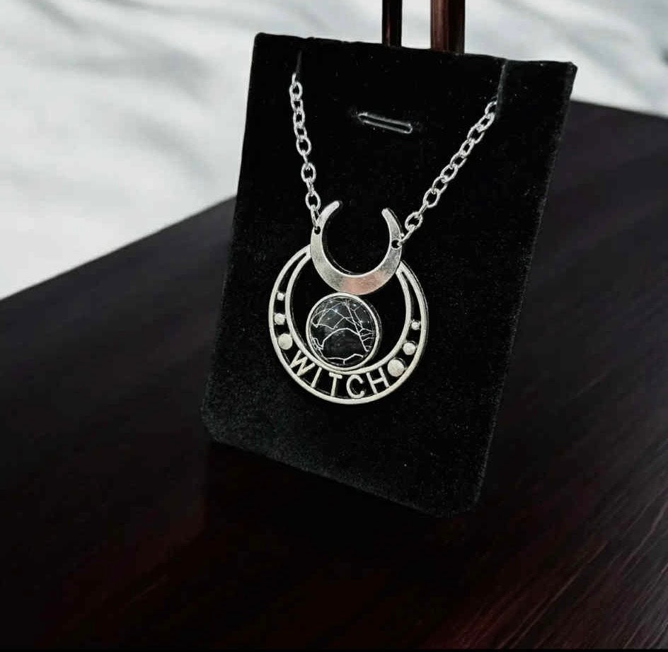 Silver Crescent Moon "Witch" Necklace