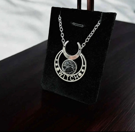 Silver Crescent Moon "Witch" Necklace