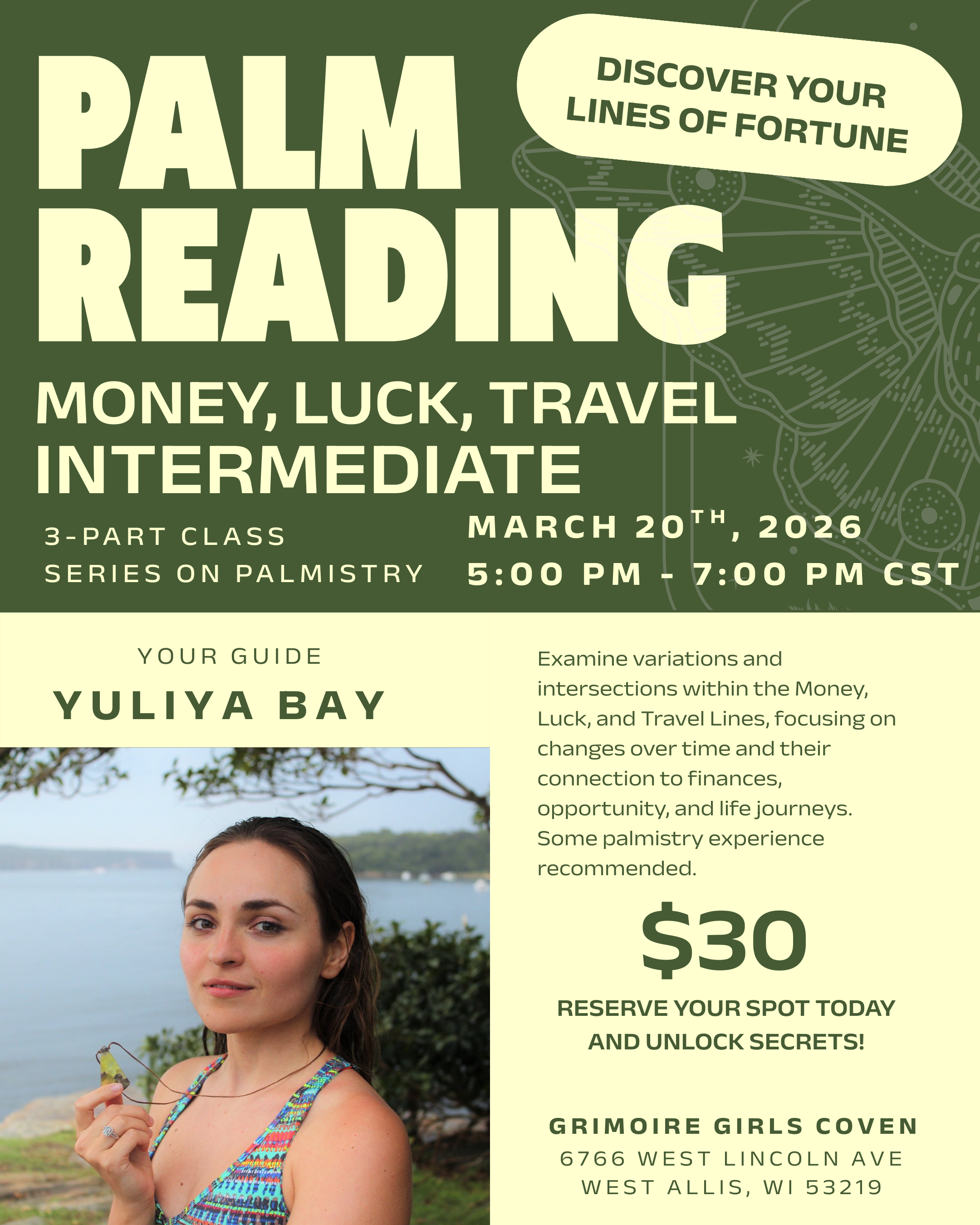 Palm Reading: Money, Luck, Travel with Yuliya Bay - Intermediate