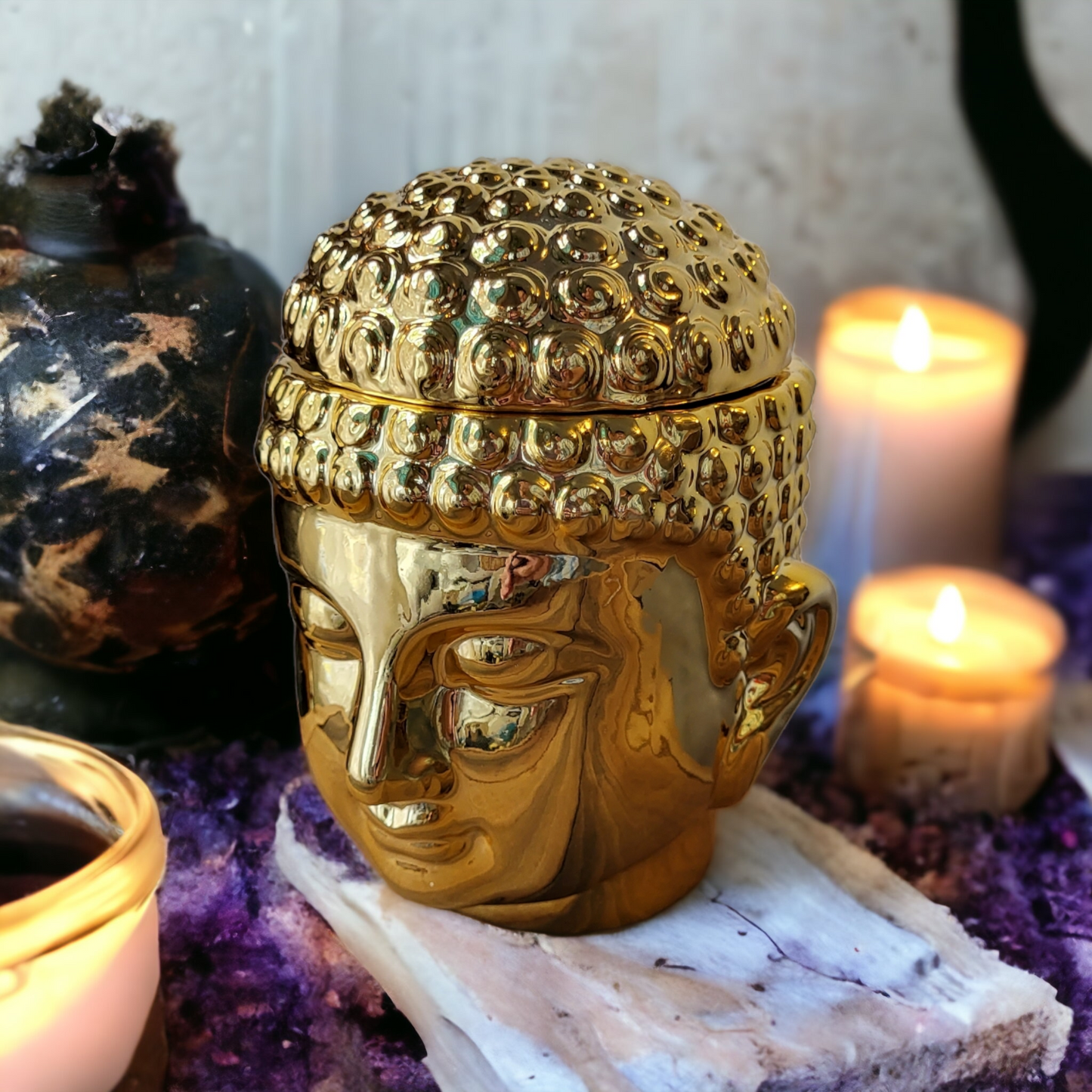Golden Buddha Head Candle